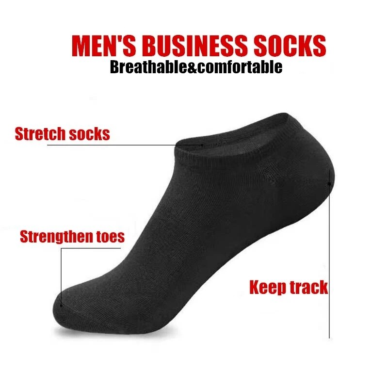 5pairs Mens Socks Boat Black Business Solid Color Breathable Comfortable High Quality Ankle