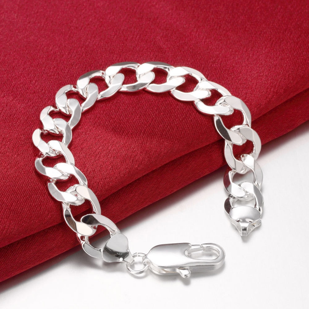 925 Sterling Silver Solid 8/10mm chain Bracelet men women noble wedding Jewelry fashion charms party birthday gift