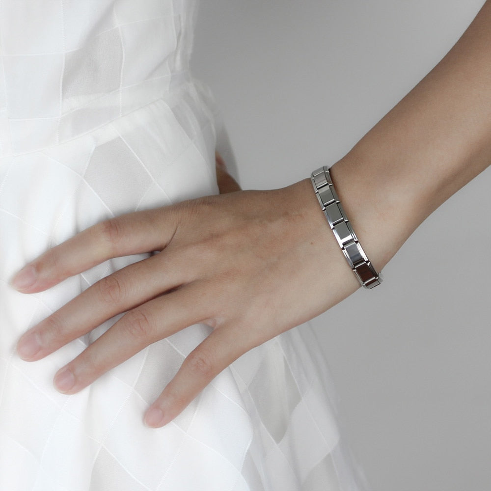 Hapiship New Fashion Women Jewelry 9mm Width  Color Stainless Steel Bracelet Bangle Girls Wedding Gift