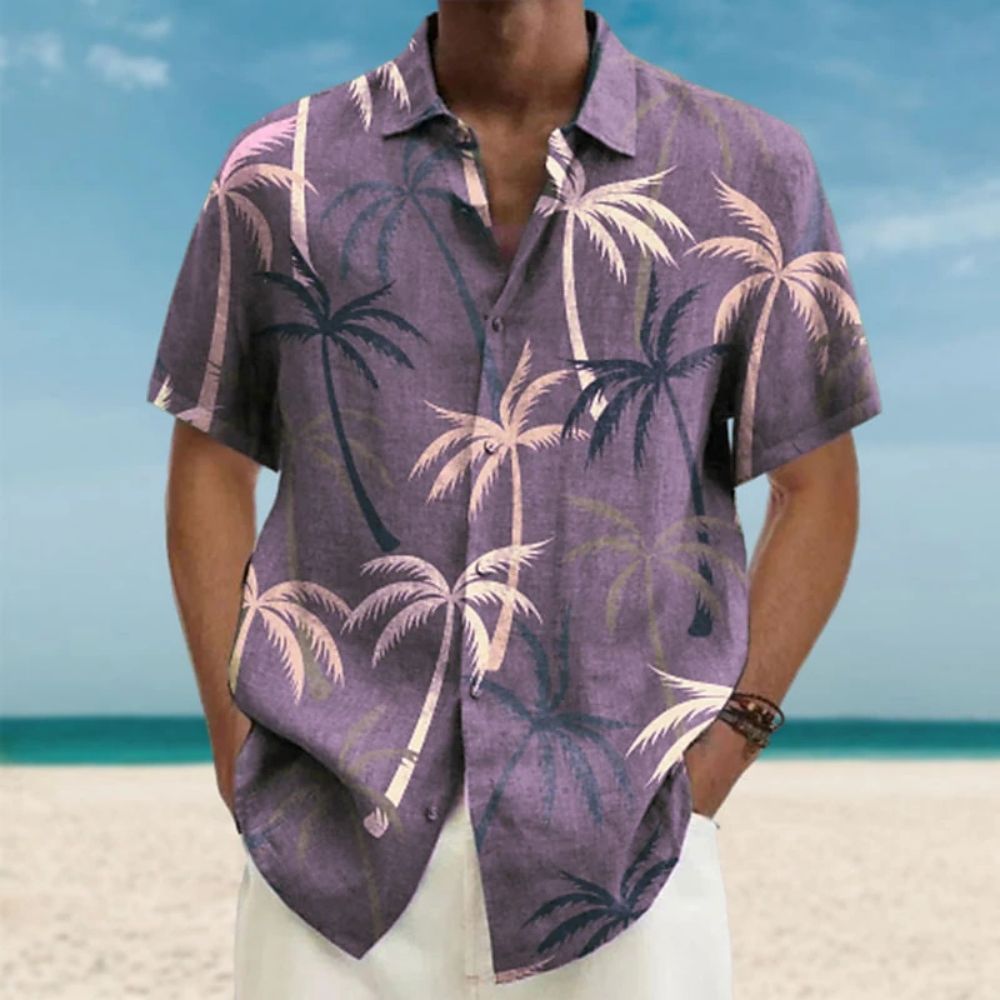 Coconut Tree Shirts For Men 3d Printed Men Hawaiian Shirt Beach 5xl Short Sleeve Fashion Tops Tee Shirt Man Blouse Camisa