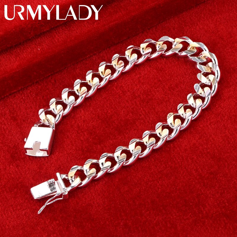 925 Silver gold exquisite 10mm men women noble wedding bracelet fashion charm wedding birthday gift some style