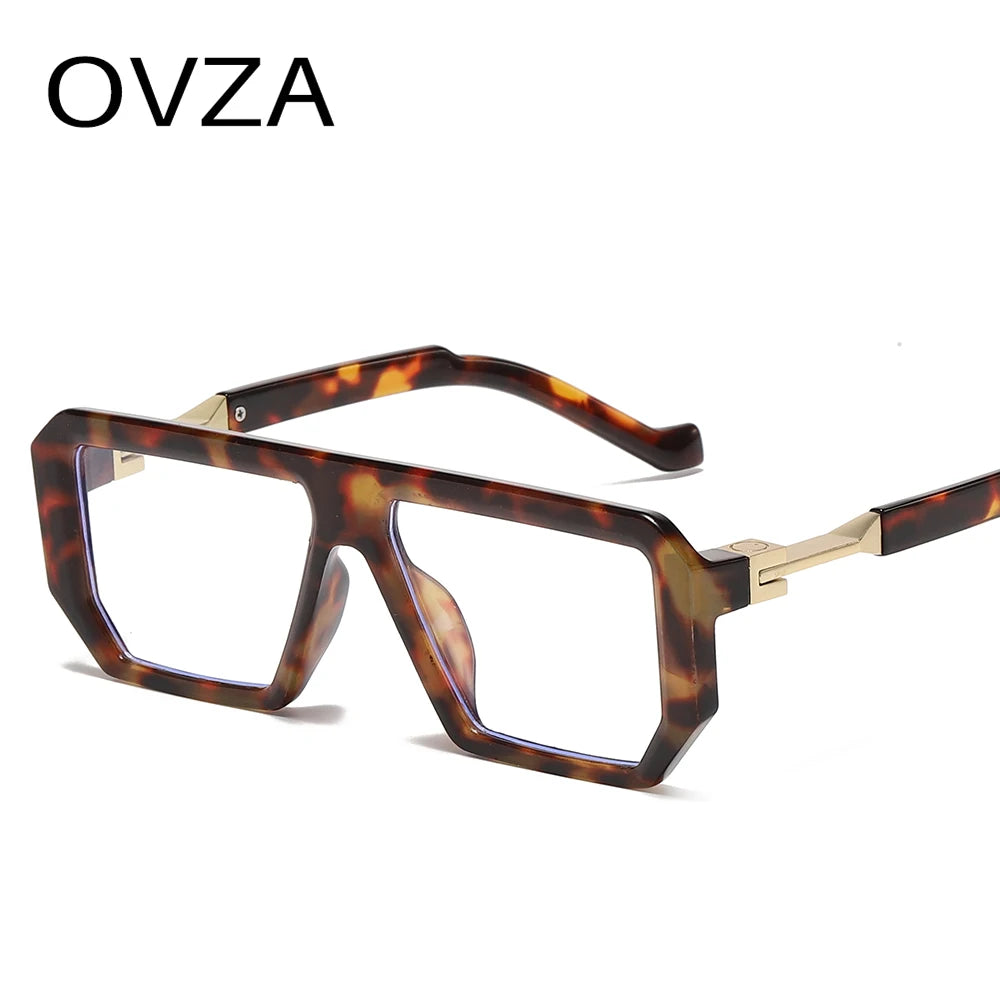 OVZA  New Fashion Anti Blue Ray Glasses Male Retro Eyeglass Frame Female Computer Goggle Punk Style