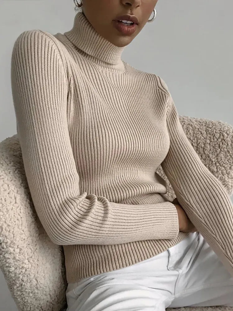 Heliar Women Fall Turtleneck Sweater Knitted Soft Pullovers Cashmere Jumpers Basic Soft Sweaters For Women Autumn Winter