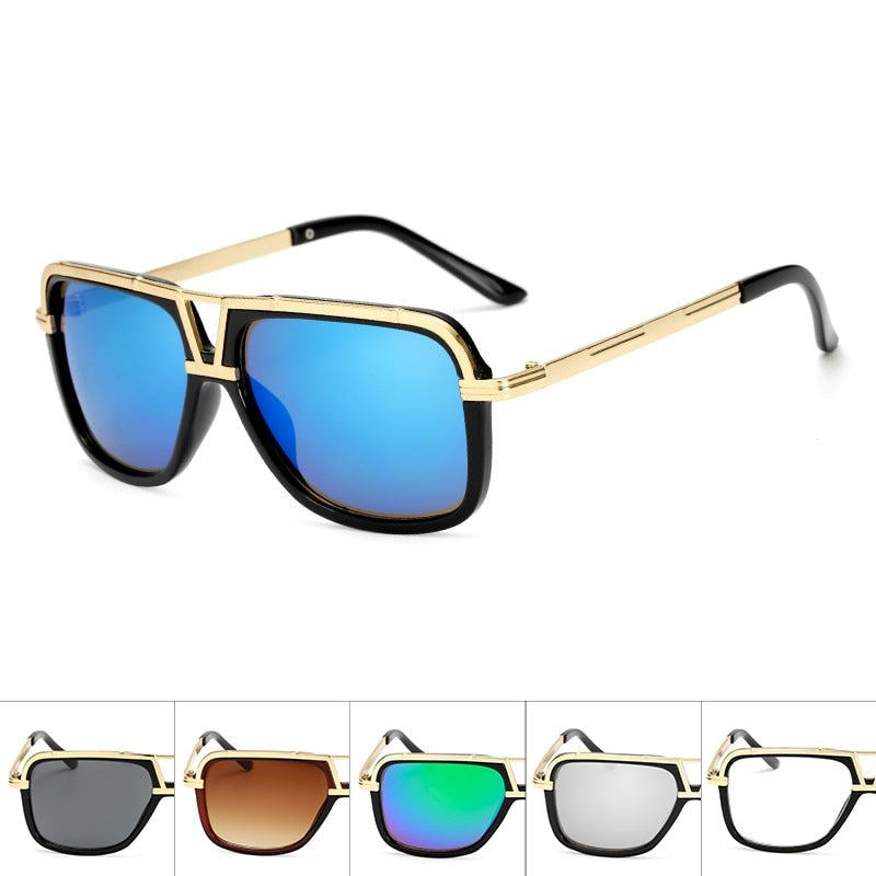 Brand Oversized Men Sunglasses Women Flat Top Sun Glasses Square Male retro de sol female sunglasses for men women