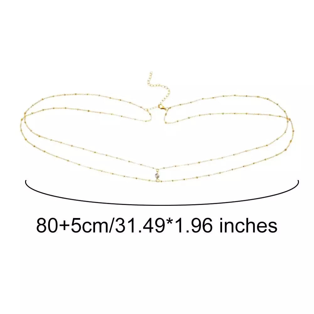 Fashion Simple Double Layer Bead Ladies Waist Belly Belly Belt Fashion Body Jewelry Spring Summer Gifts