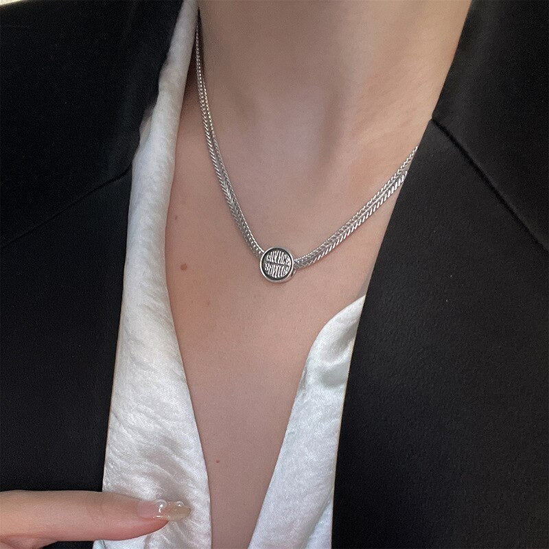 New Arrival Vintage Round Letter Thai Silver Female Snake Jewelry For Women Necklace Birthday Gifts No Fade