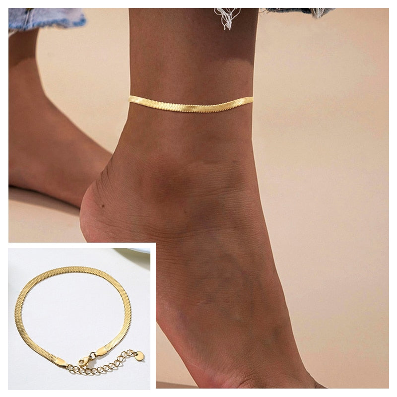 Snake Anklet for Women Girls Adjustable Summer Beach Anklet Bracelet Mother Day Gifts Stainless Steel Not Allergic