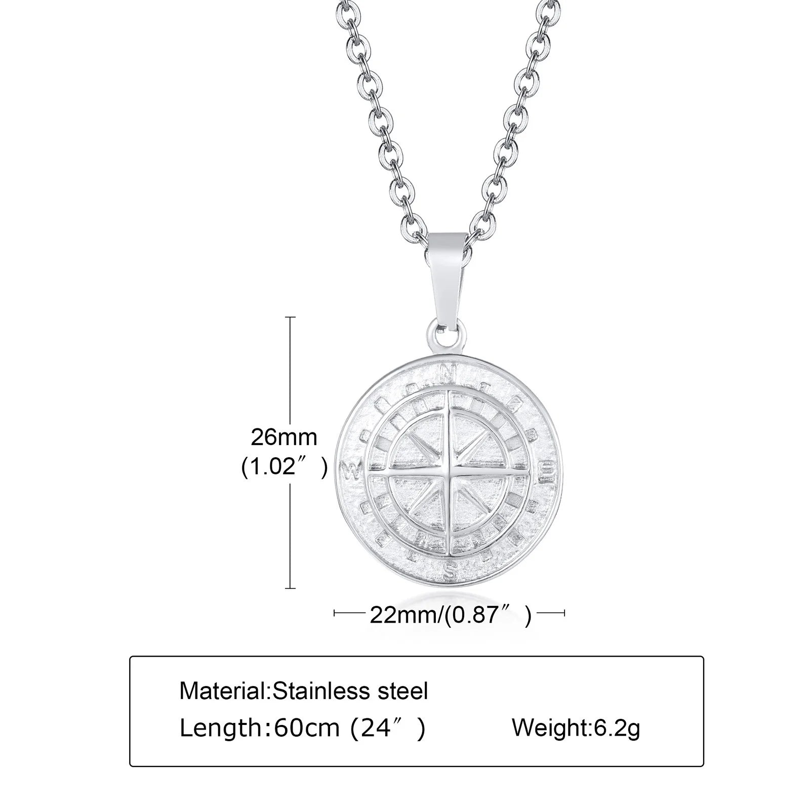 Vnox Layered Necklaces for Men, Sailing Travel Compass Pendant, Stainless Steel Cuban Figaro Wheat Casual Retro Collar
