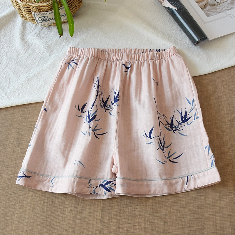 Women Cotton Shorts Double Gauze Home Pajama Pants Sleep Bottoms Summer Casual Beach Pants Sleep Wear Lounge Pajama Shorts