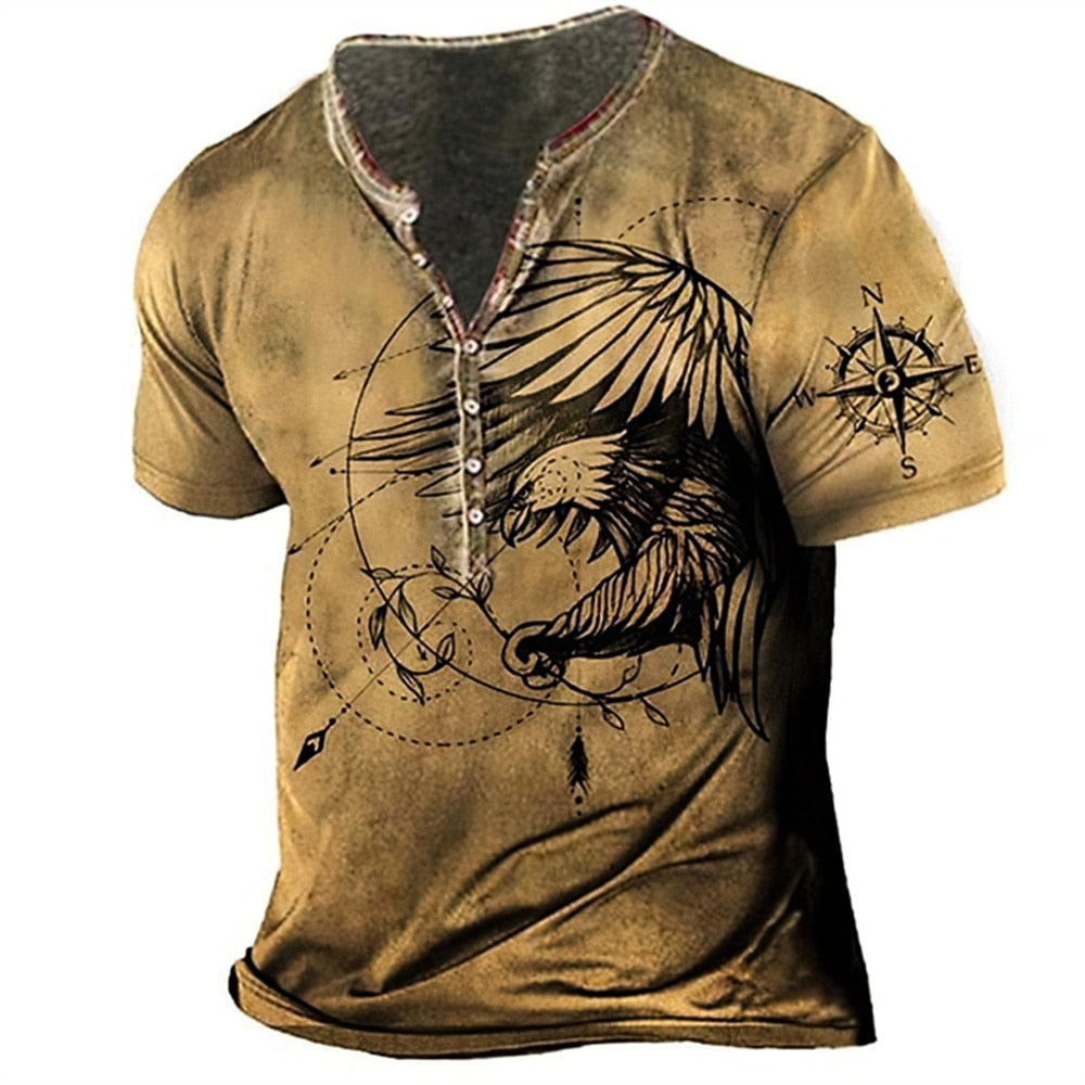 Vintage Men T-shirts 3D Printed Ship Short Sleeve Tshirt Oversized Navigation Top Tee Shirt Man Clothes Punk Streetwear
