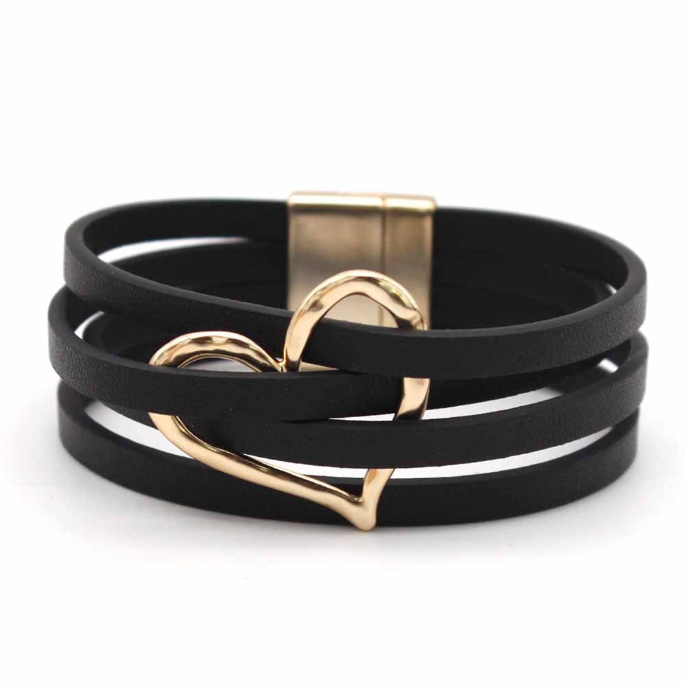 Leather Bracelets For Women Fashion Bracelets & Bangles Elegant Multilayer Wide Wrap Bracelet Female Jewelry Gift