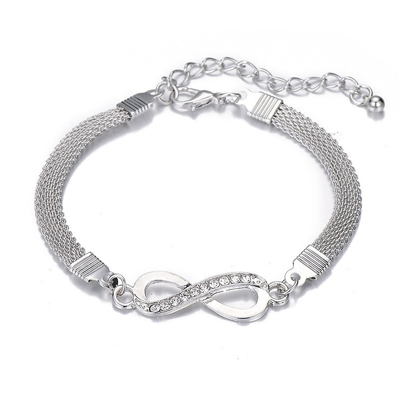 Rhinestone Infinity Bracelet Men Women Jewelry 8 Number Pendant Charm Blange Couple Bracelets For Lover Friend Women Gifts