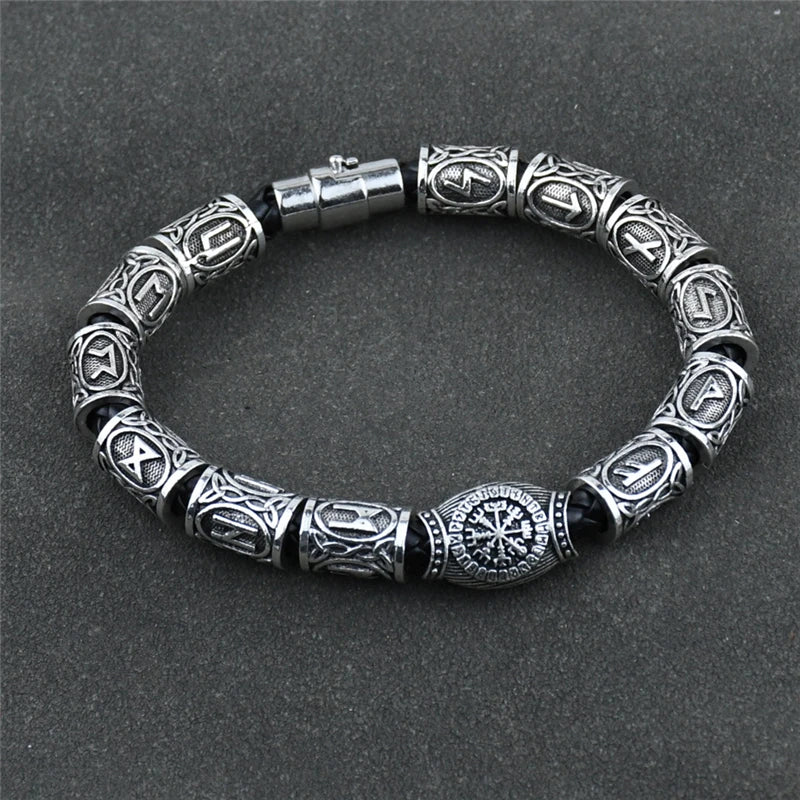 Norse Runic Runes Beads Charm Vikings Accessories Womens Mens Magnetic Bracelet Viking Jewelry