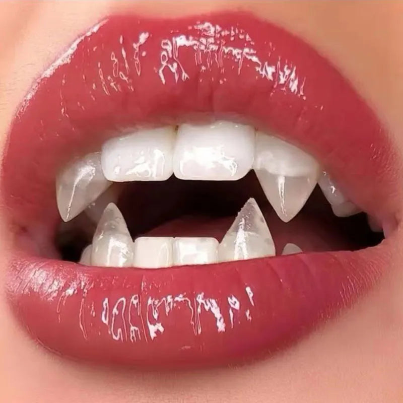 Adult Kids Vampire False Teeth Horrific Party Costume Transparent Dentures Cosplay Fangs Resin Fangs