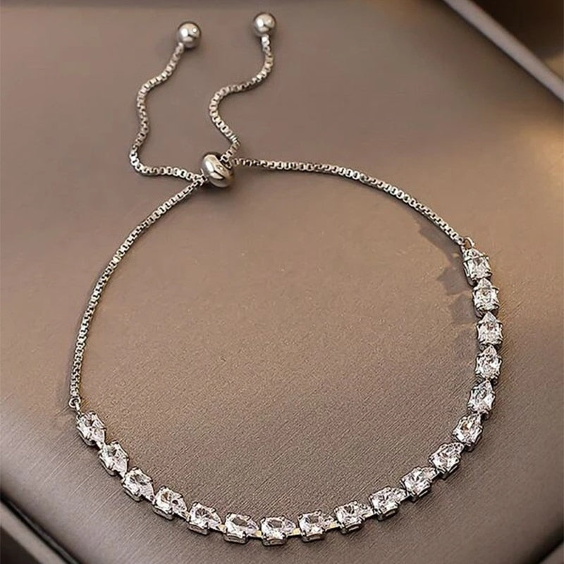 Adjustable Geometric Fashion Water Drop Zirconia Crystal Bracelets Bangles for Women