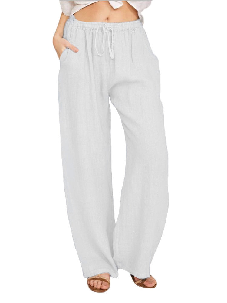 Summer and Autumn New Casual Women Wear in Europe, America, and Europe Large Loose Cotton Hemp Casual Pants