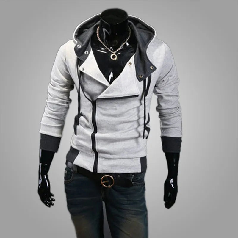 Casual Man Hoodie Sweatshirt  Slim Male Zipper Streetwear Cardigan Hoodies Outerwear Black Sportswear Men Hooded Jacket