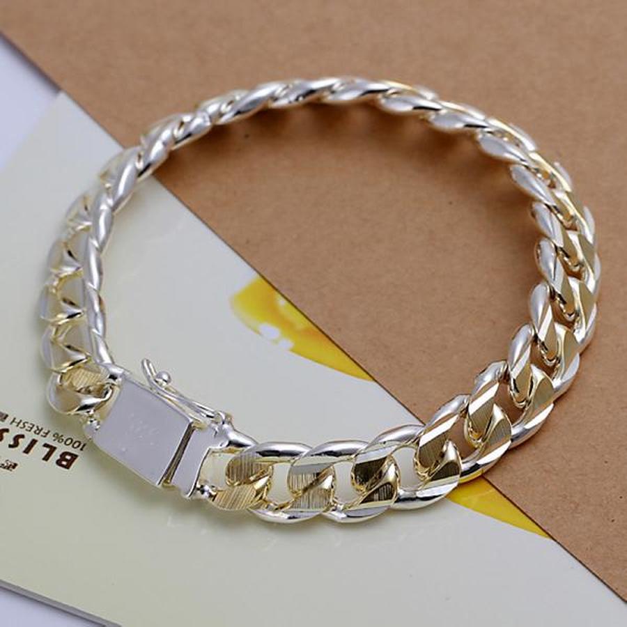 925 Sterling Silver Solid 8/10mm chain Bracelet men women noble wedding Jewelry fashion charms party birthday gift
