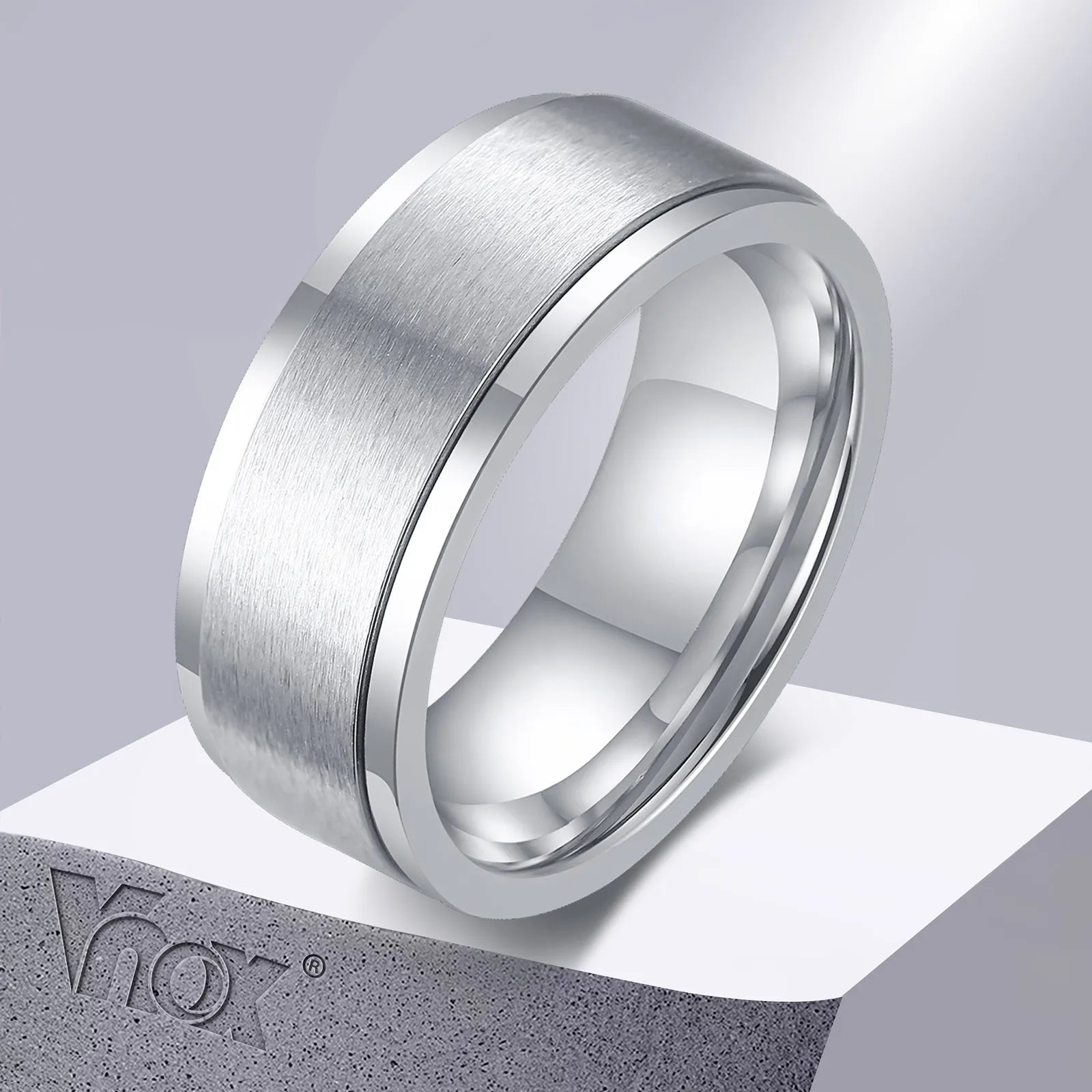 Vnox 6/8mm Spinner Ring for Men Stress Release Accessory Classic Stainless Steel Wedding Band Casual Viking Rune Sport Jewelry