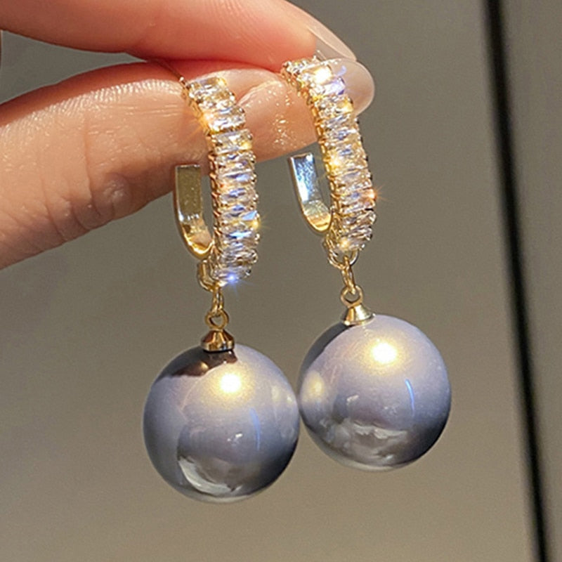 New Classic Elegant Imitation Pearl Dangle Earrings For Women Crystal Long Tassel Exquisite Drop Earring Wedding Jewelry