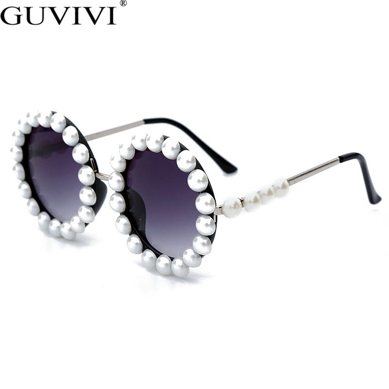 Pearl Round Sunglasses Women Small Frame Oval Vintage Sunglasses Luxury Brand Designer Men Retro Sunglasses Steampunk