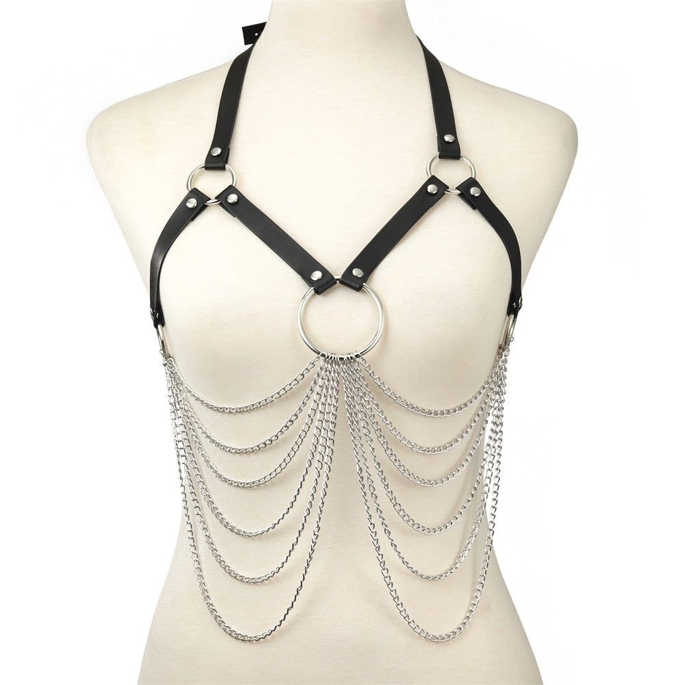 Layered Body Harness Circle Waist Nightclub Prom Party Jewelry for Women and Girls Gothic  Accessories