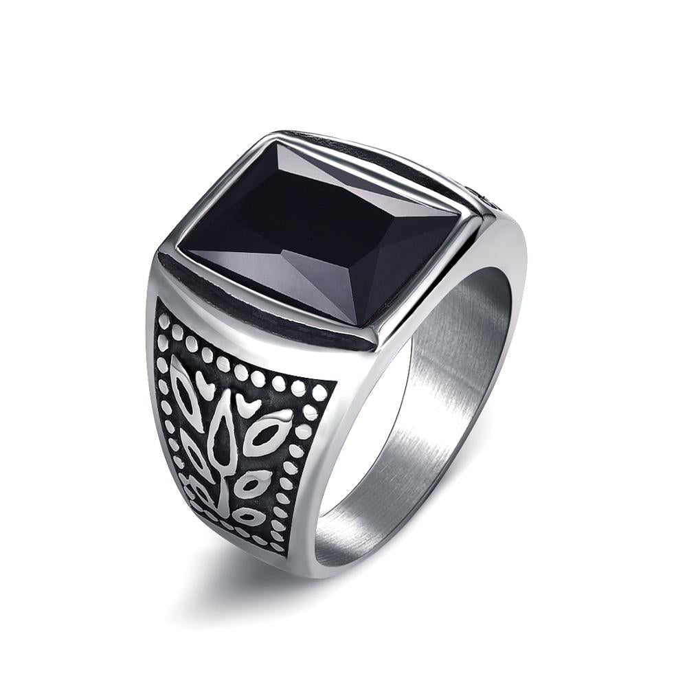 Men Ring Stainless Steel Simple Style Black Silver Color Square Ring Charm Hiphop Male Jewelry Party Gift