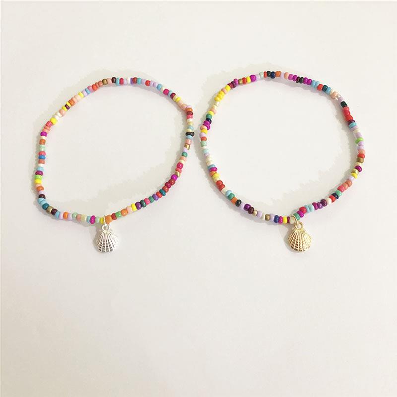 Bohemian Colorful Beads Scallop Shell Anklets for Women Summer Ocean Beach Ankle Bracelet Foot Leg Jewelry