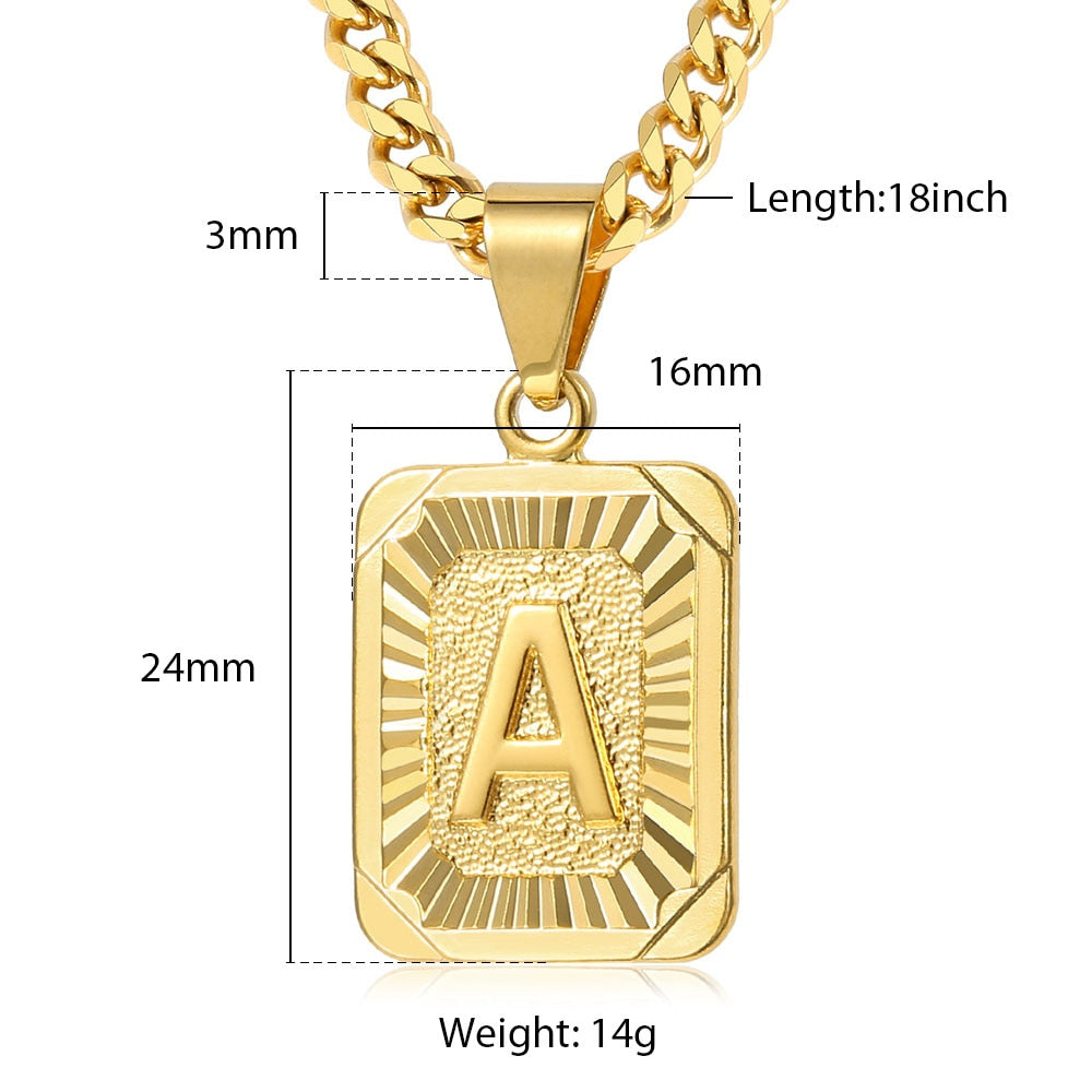 A-Z Pendant Letter Necklace for Men Women Stainless Steel Curb Cuban Wholesale  Jewelry US Stock 18inch DGP62