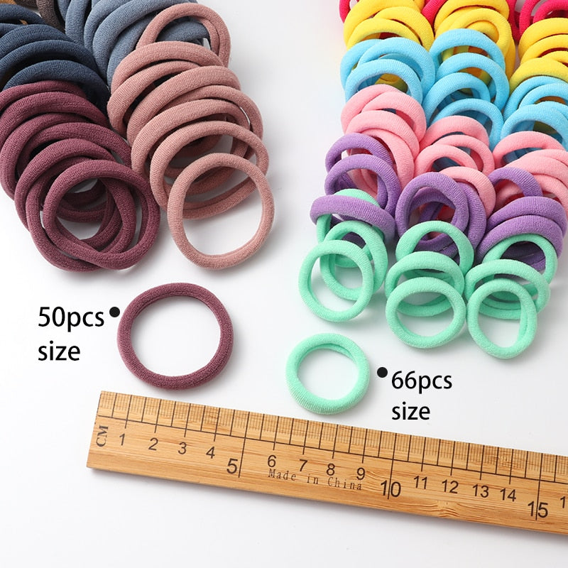 50pcs Girls Solid Color Big Rubber Band Ponytail Holder Gum Headwear Elastic Hair Bands Korean Girl Hair Accessories Ornaments