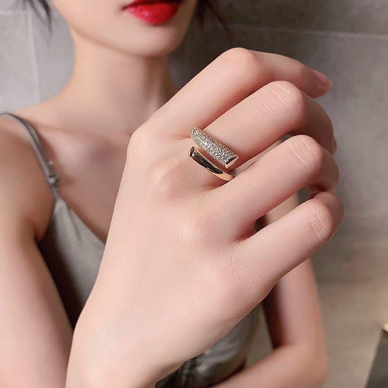 new creative design zircon metal opening Ring for woman fashion luxury jewelry sexy party girl finger unusual rings