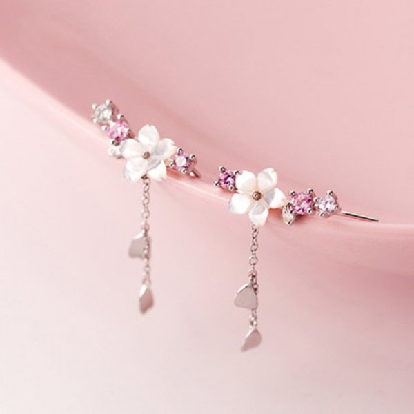 New Sweet Cute Flower Crystal Temperament Geometric Shiny Zircon Earrings Statement Earrings for Women Girl Pendientes