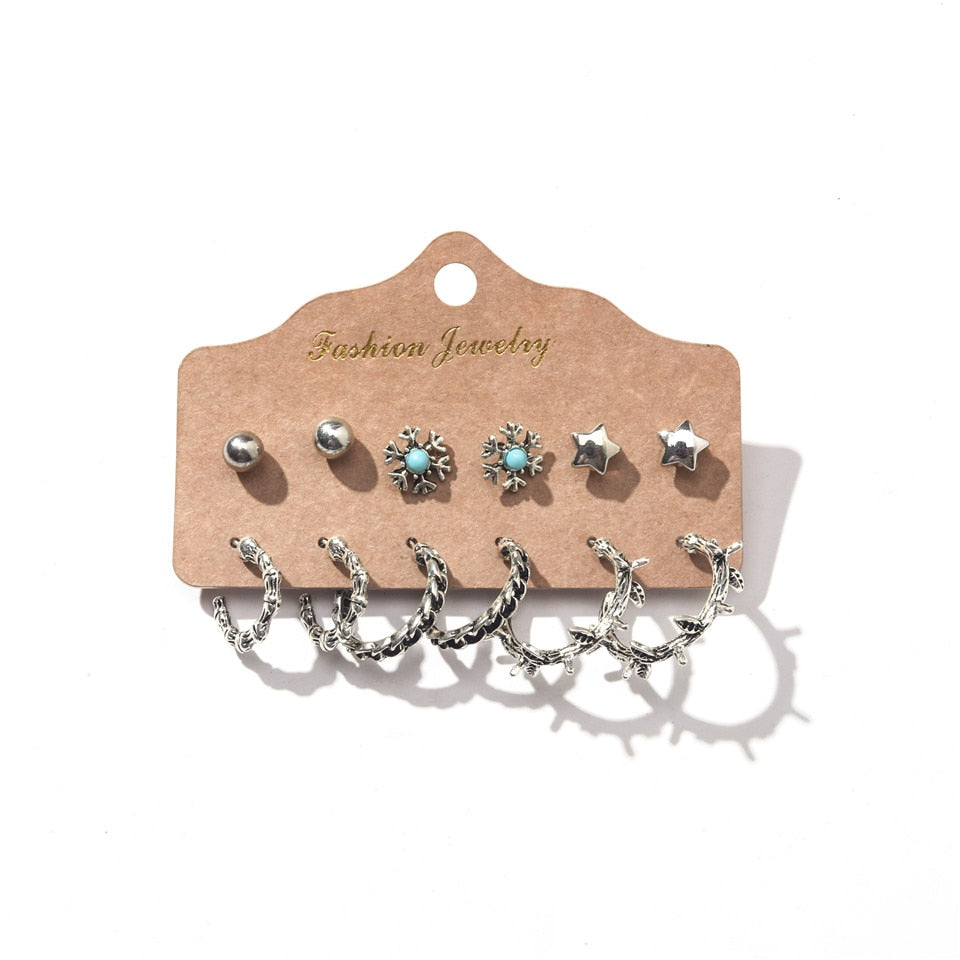 Bohemia Bride Earrings Set Vintage Ethnic Long Round Leaf Tassel Wedding Water Drop Earrings for Women Girls Statement Jewelry