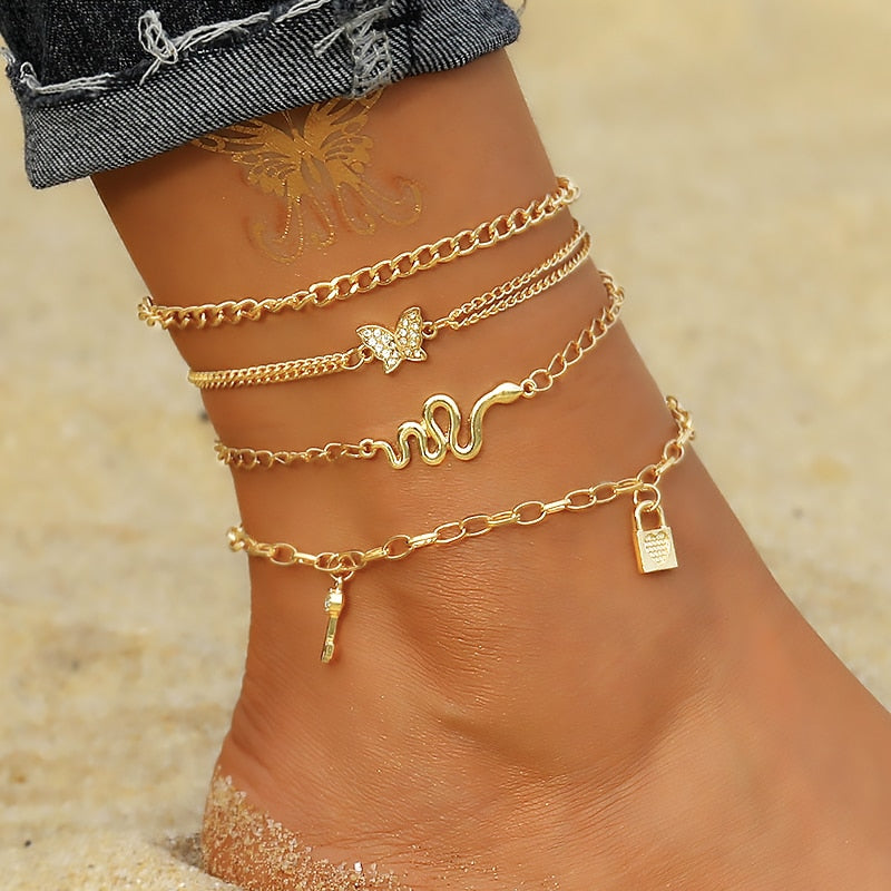 FNIO Bohemia Anklets for Women Foot Accessories All Summer Beach Barefoot Sandals Bracelet ankle on the leg Female