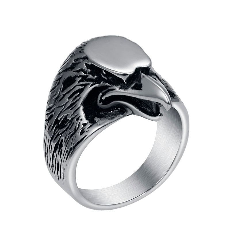 Valily Gold Egale Rings Talisman Viking Eagle Bird Ring For Men Stainless Steel Punk Male Rings High Quality Jewelry