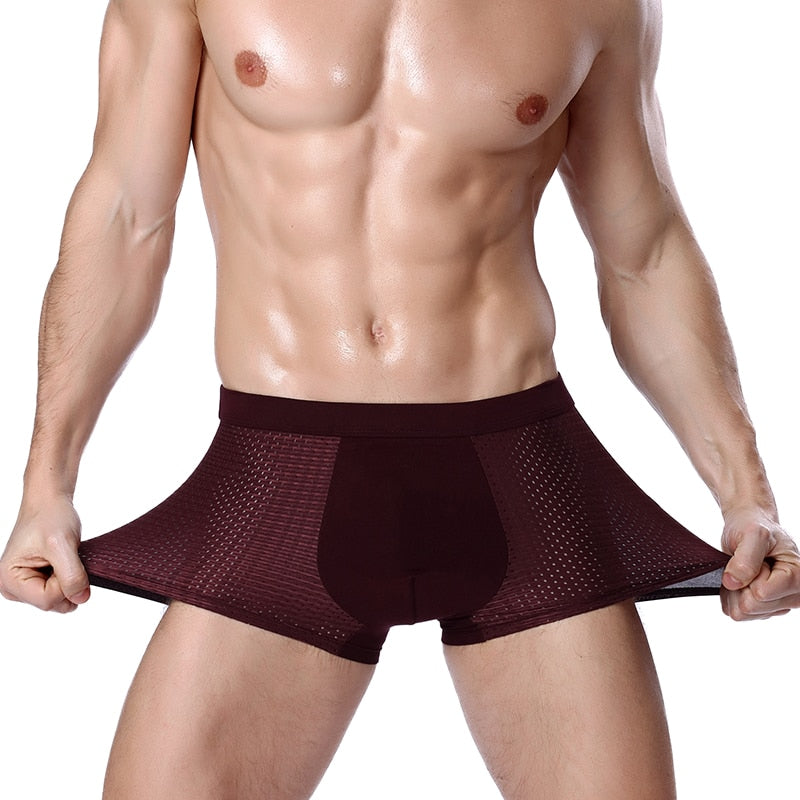 8XL Plus Banboo Fiber Men Underwear Male boxer  Solid Panties Shorts Men's  Underpants Breathable Intimate Man boxers 4pcs