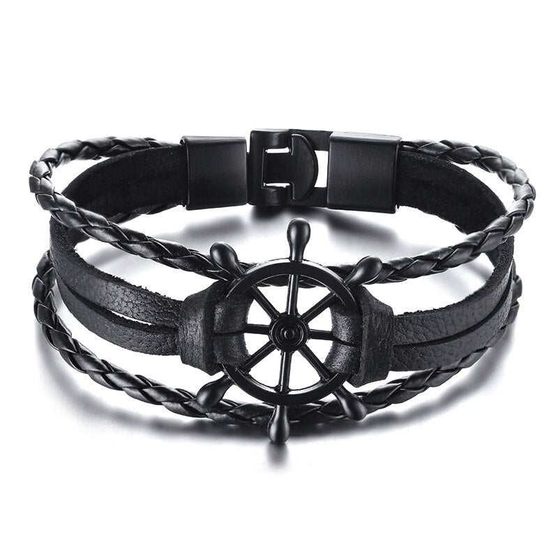 Ships Wheel Jewelry Rudder Leather Bracelet Nautical Bracelet Nautical Gifts for Men Jewelry