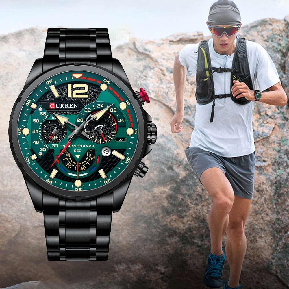 CURREN Watches Men Sport Quartz Chronograph Wristwatches Luxury Stainless Steel Clock with Luminous Watch Relogio Masculino
