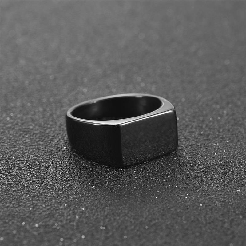 Men Ring Stainless Steel Simple Style Black Silver Color Square Ring Charm Hiphop Male Jewelry Party Gift