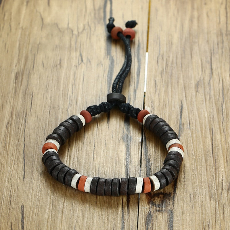 Ancient African Tribal Style Natural Stone Beaded Bracelet for Men Women Ethnographic Unisex Jewelry Adjustable size