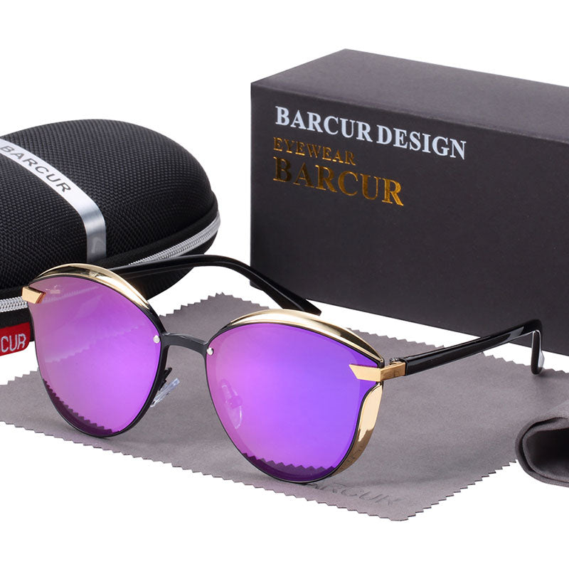 BARCUR Fashion Polarized Women Sunglasses Round Sun Glass Ladies Lunette De Soleil Femme