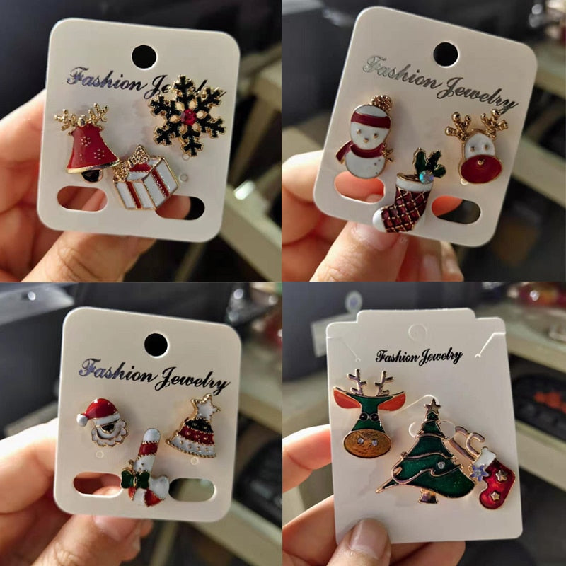 3pcs/set Christmas Gift For Women Men Brooches Enamel Pins Santa Claus Bell Elk Snowflake Xmas Tree Brooch Kids New Year Pin
