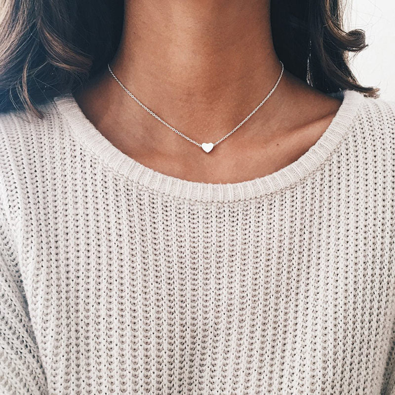 Tiny Heart Choker Necklace for Women Silver Color Smalll Love Necklace Pendant on neck Bohemian Chocker Necklace Jewelry