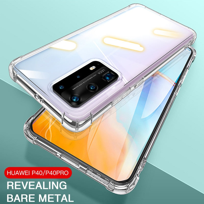 Luxury Shockproof Silicone Case For Huawei P30 P20 Lite Pro P20 P40 Mate 10 20 30 Lite Pro P Smart 2019 Transparent Back Cover