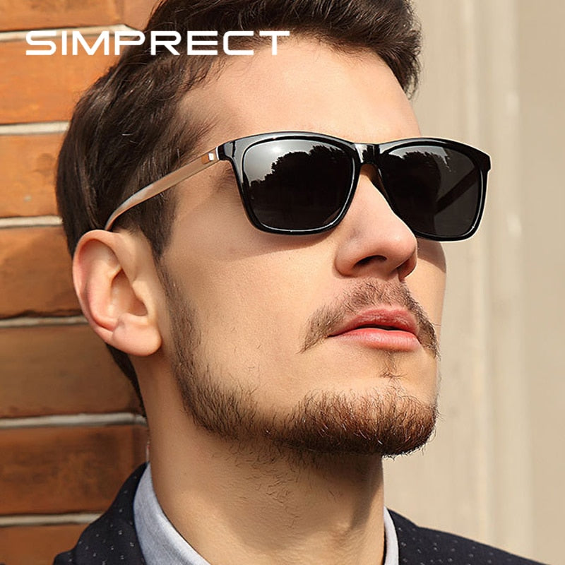 SIMPRECT Aluminium Magnesium Polarized Sunglasses For Men UV400 High Quality Luxury Brand Designer Square Sun Glasses Women