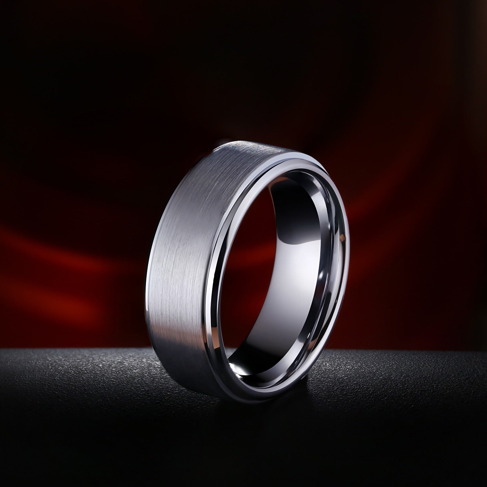 Newshe 8mm Wide Matte Brushed Tungsten Carbide Wedding Bands for Men Silver Color Charm Rings Trendy Jewelry