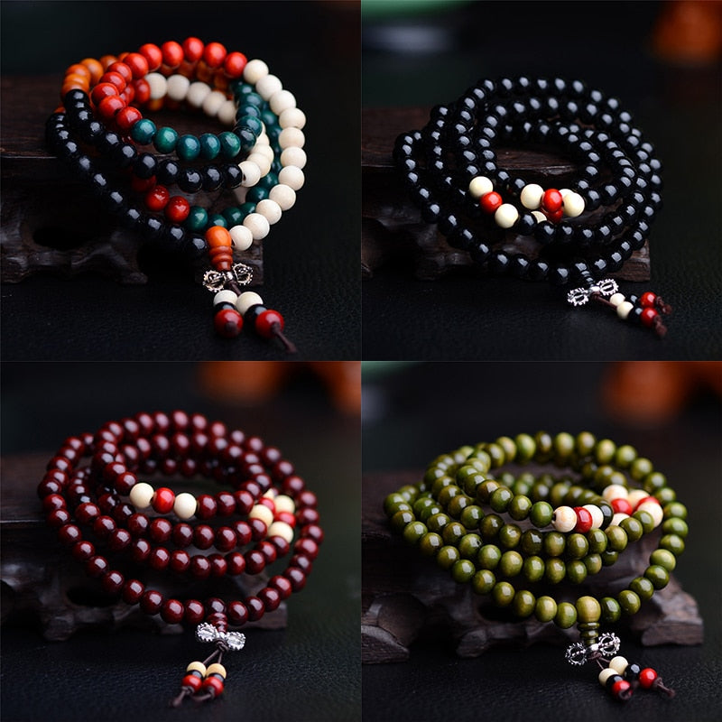 8mm  Sandalwood Buddhist Buddha Rosary Bracelets for Men Women Unisex 108 Prayer Beads Bracelets & Bangles Yoga Jewelry
