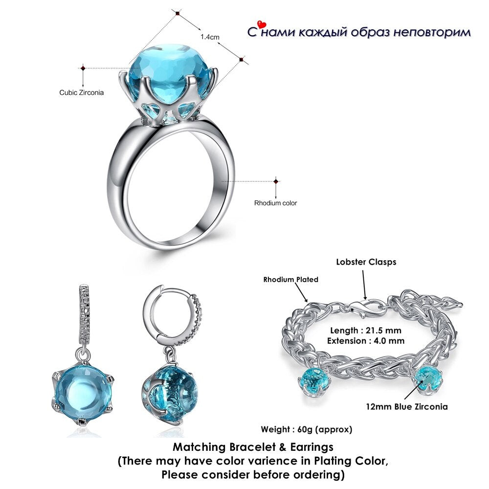 DreamCarnival 1989 Brand New Special Cut Solitaire Wedding Ring for Women Light Blue Color Zirconia 6 Prawns Crown