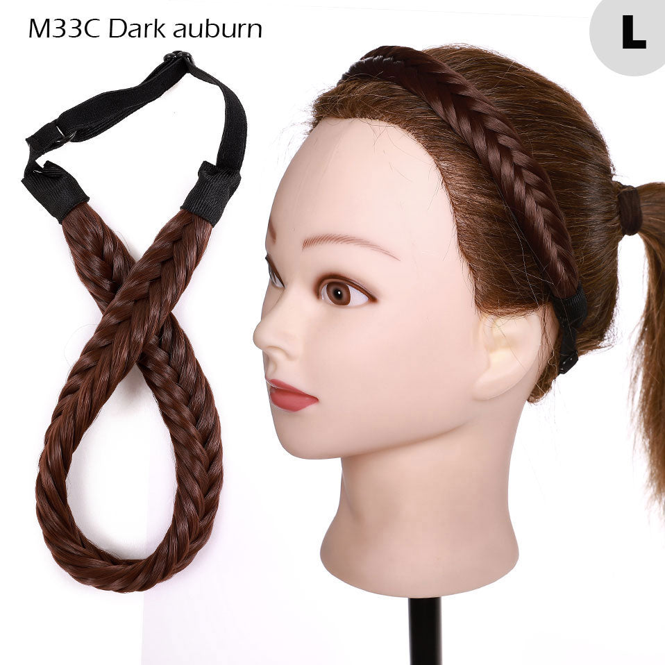 S-noilite Synthetic Fishbone Braids Twist Elastic Hair Headband With Adjustable Belt Woman Hair Style Braided Headband Hairpiece