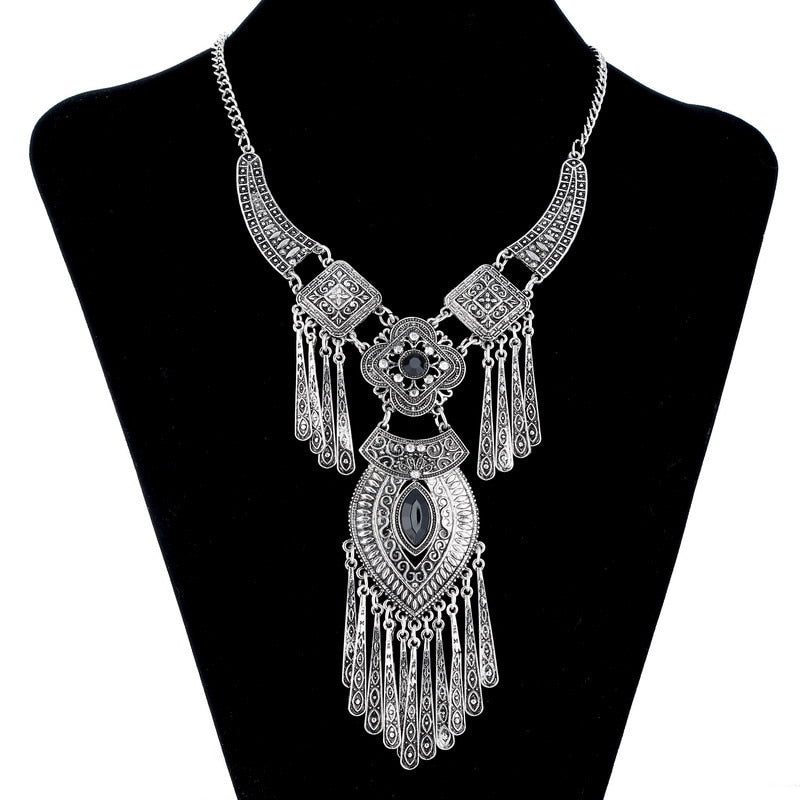 LOVBEAFAS Fashion Bohemian Choker Collar Necklace Vintage Tassel Statement Maxi Long Necklace Women Collier Femme Jewelry